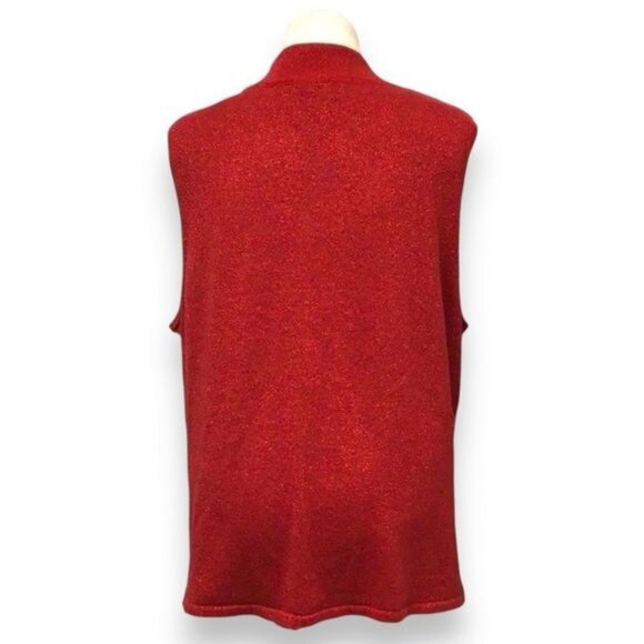 Investments II Women’s Sleeveless Mock Neck Sparkle Sweater, Red, Size 2X - Picture 4 of 8